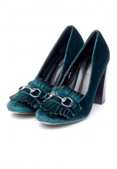 Womens Violet block heel pumps emerald