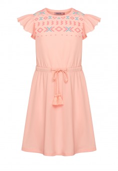 Girls Textured Print Dress light pink