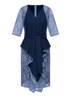 Belted Lace Dress blue