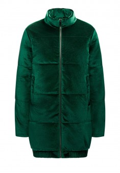 Утеплённая стёганая куртка из велюра цвет тёмнозеленый