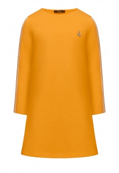 Платье из футера с декором для девочки цвет оранжевый