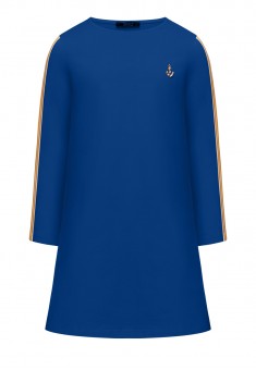 Платье из футера с декором для девочки цвет синий