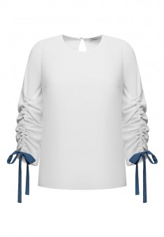 Bluză cu șnur decorativ la mânecă culoare albă