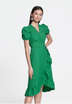 Платье с запахом цвет зелёный