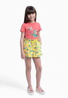 Shorts de punto con estampado floral para niñas multicolor