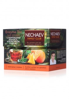 Чай листовой чёрный Enzyme Tea с ломтиками ананаса апельсином и какао