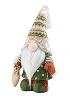 Greenly the gnome in a knit hat
