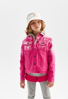 110G2101 жакет из джинсовой ткани для девочки цвет розовый