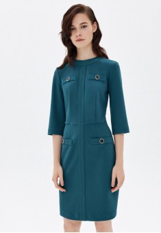 130W4101 трикотажное платье с укороченным рукавом для женщины цвет темнозеленый