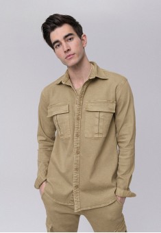 Джинсовая курткарубашка для мужчины цвет бежевый