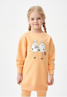 Платьесвитшот для девочки цвет персиковый
