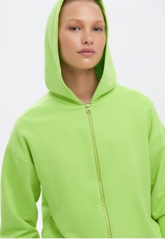 Hoodie con cremallera y bolsillos color verde claro