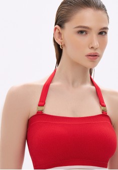 Bandeau Bikini Top red