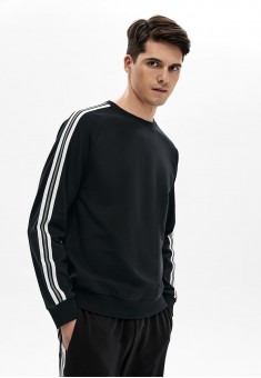 Men French Terry Sweatshirt with Race Straps black