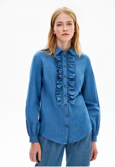 Блузка из шамбре цвет голубой
