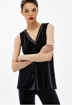 Velour Wide Strap Tank Top black
