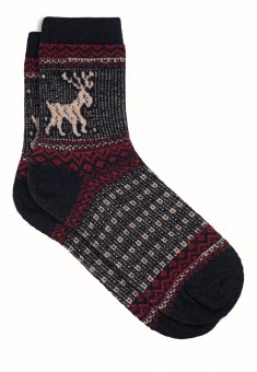 Wool Socks with a Deer Print blue