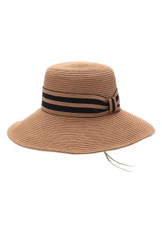 Шляпа соломенная с широкой лентой цвет темнобежевый
