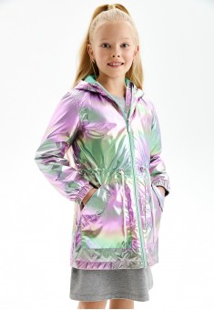 Утепленная куртка с голографическим эффектом для девочки мультицвет