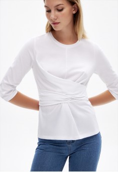 pulover din tricot cu mâneci scurte pentru femei culoare albă
