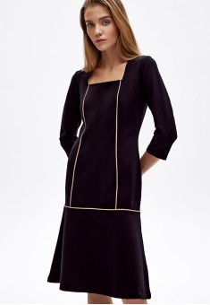 022W4106 трикотажное платье с длинным рукавом для женщины цвет черный