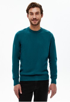 pulover din tricot cu mâneci lungi pentru bărbați culoare turcoazînchis