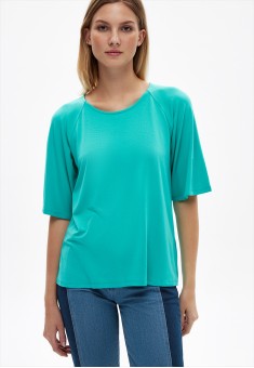 022W2915 pulover din tricot cu mâneci scurte pentru femei culoare verde mentă