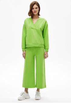 Pantaloni culotte din futter culoare verde limetă