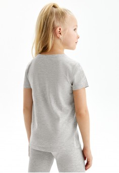 Girls Jersey Short Sleeve Tshirt light grey melange