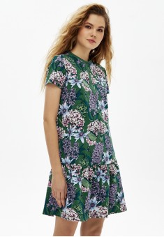 Трикотажное платье с флоральным орнаментом цвет фисташковый