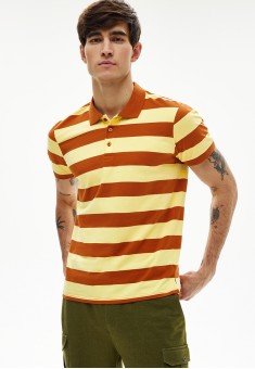 ShortSleeve Polo for Men Striped Brown