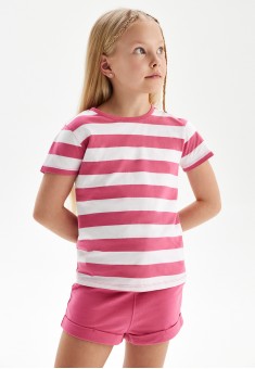 ShortSleeve Tshirt for Girl Striped Pink