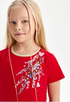 ShortSleeve Tshirt for Girl Patterned Red