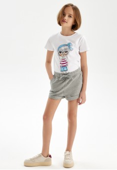 Shorts for Girl Light Grey Melange