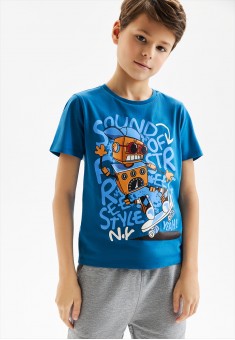 ShortSleeve Tshirt for Boy Patterned Blue