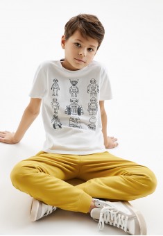 Tricou cu imprimeu pentru băieți culoare albă