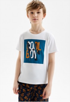 Camiseta con estampado para niño color blanco