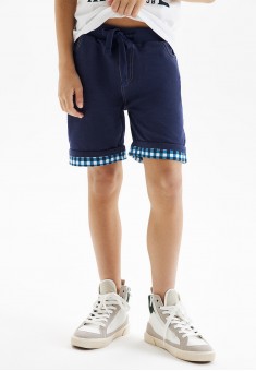 Pantalones cortos de felpa para niño color azul
