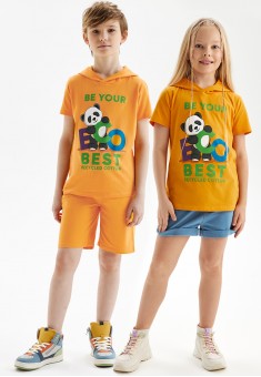 Camiseta de algodón ECO con estampado para niñas y niños color amarillo