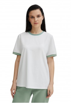 Tshirt with contrast trim milky and pistachio
