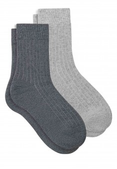 Set of Womens Ribbed Socks Light Gray Melange and Dark Gray Melange
