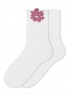 SO317 Набор носков в рубчик с рисунком 2 пары цвет молочный розовый