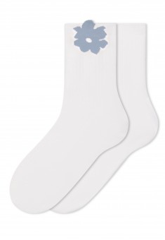 SO318 Набор носков в рубчик с рисунком 2 пары цвет молочный голубой