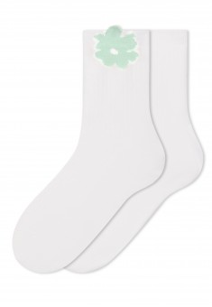 SO319 Набор носков в рубчик с рисунком 2 пары цвет молочный мятный