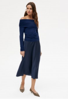 Satin Skirt dark blue
