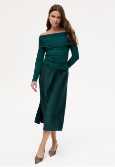 Satin Skirt Emerald