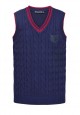 Knitted sleeveless jacket for boy dark blue
