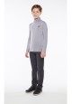 Embroidered poloneck for boy light grey melange