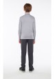 Embroidered poloneck for boy light grey melange