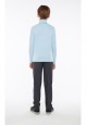 Embroidered poloneck for boy light blue